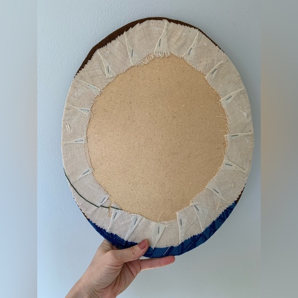 🪻SOLD🪻Bright Floral Oval Cross Stitch Piece - Picture 2 of 6